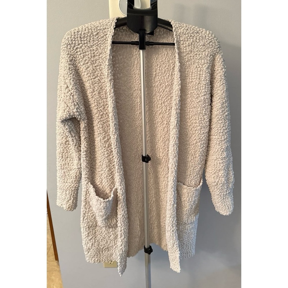 MEROKEETY Women's Off White POPCORN BATWING SLEEVE OVERSIZED CARDIGAN Size S